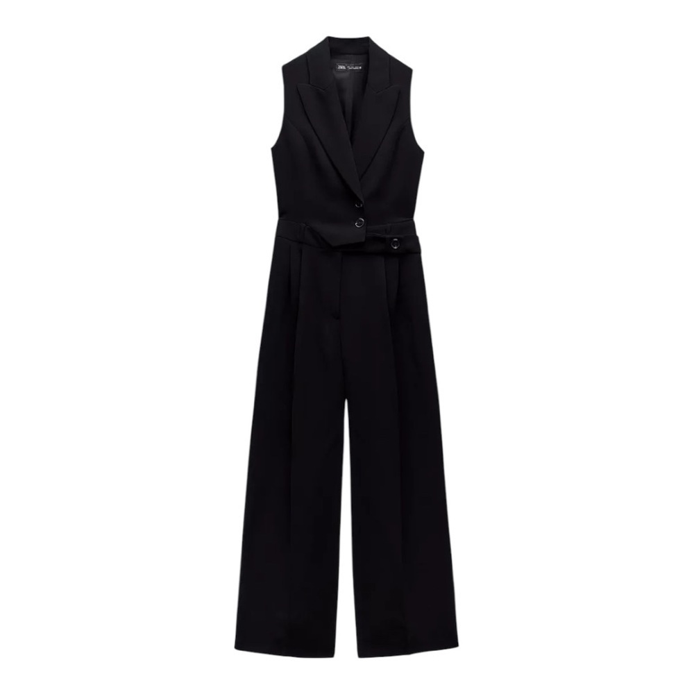 ZARA Black Sleeveless Oversized Vest Jumpsuit
